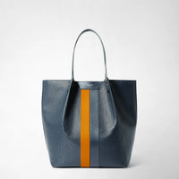 VERTICAL SECRET TOTE BAG IN STEPAN 72 Ocean Blue/Navy/Sunrise