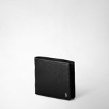 4-card billfold wallet with coin pouch in cachemire leather - black