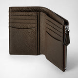 Vertical billfold with zip in cachemire leather - espresso