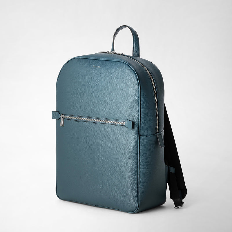 Backpack in evoluzione leather - avio blue