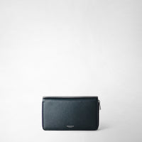 COMPAGNON DE VOYAGE AVEC DOUBLE FERMETURE ÉCLAIR EN CUIR EVOLUZIONE Navy Blue