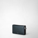 Compagnon de voyage avec double fermeture éclair en cuir evoluzione - navy blue