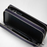 Compagnon de voyage avec double fermeture éclair en cuir evoluzione - navy blue
