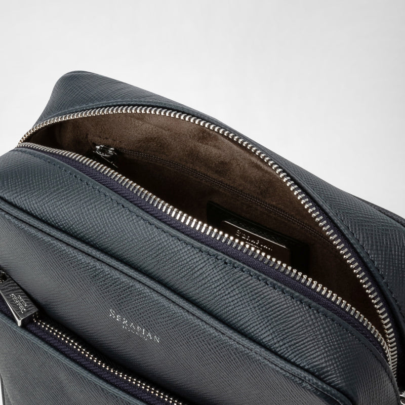 Sacoche north south en cuir evoluzione - navy blue