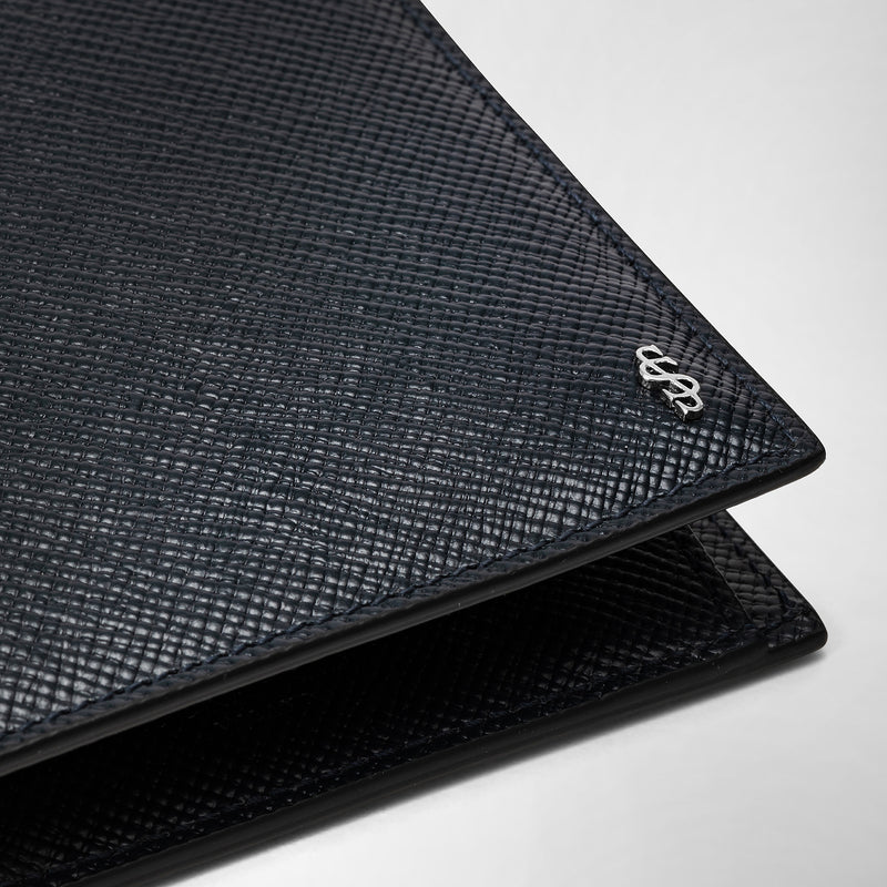 4-card billfold wallet with coin pouch in evoluzione leather - navy blue