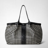 Secret tote bag in mosaico and elaphe - black/off-white