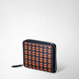 Mini zip wallet in mosaico - navy blue/orange