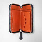 Mini zip wallet in mosaico - navy blue/orange