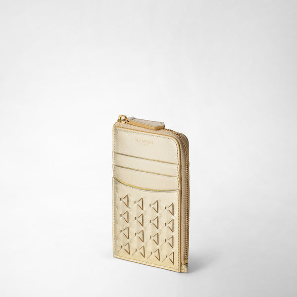 Zip card case in mosaico - light gold