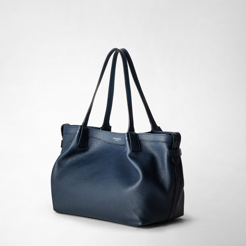 Sac cabas secret small en cuir rugiada - navy blue