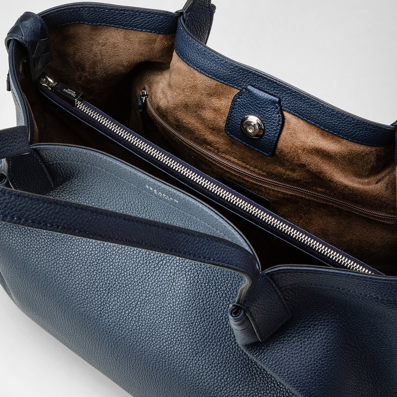 Sac cabas secret small en cuir rugiada - navy blue