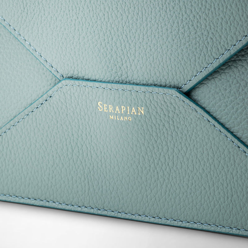 Pouch in rugiada leather - azure