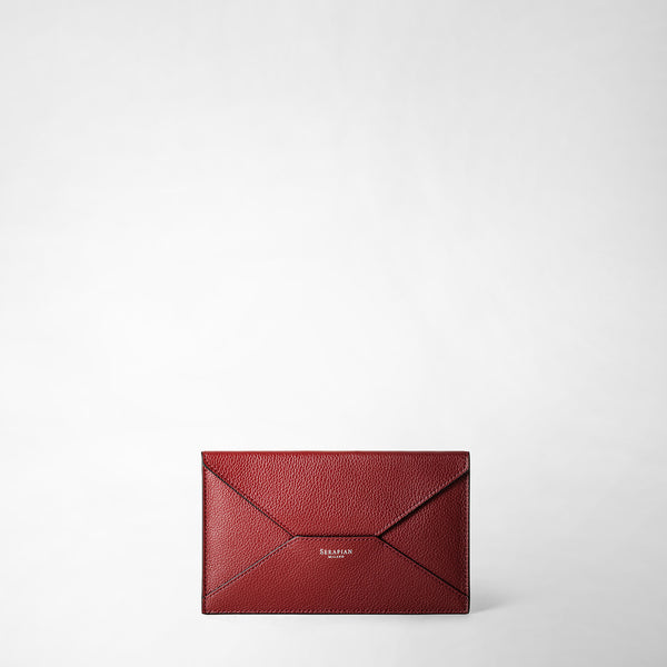 Pouch in rugiada leather - burgundy