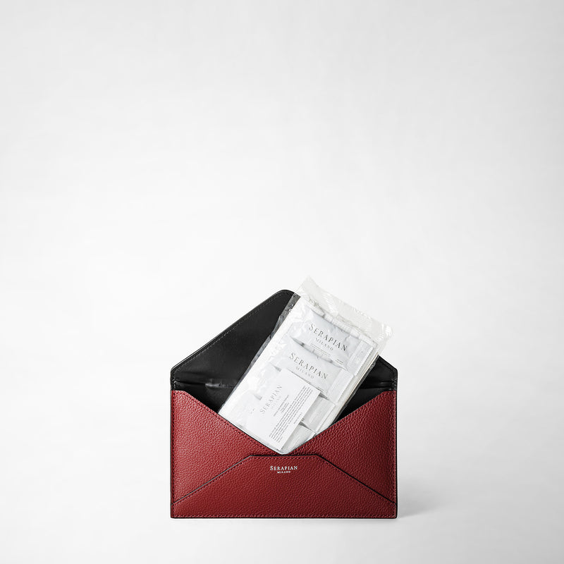 Pouch in rugiada leather - burgundy