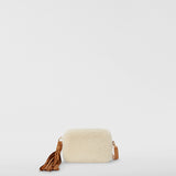 Mini bag in shearling - off-white/caramel