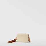 Mini bag in shearling - off-white/caramel