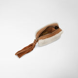 Mini bag in shearling - off-white/caramel