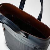 Vertical tote ban in stepan 72 - ocean blue/navy/cuoio