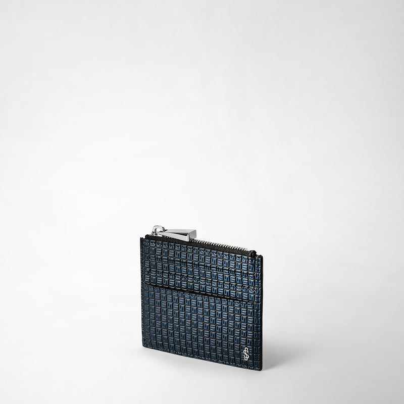 Zip card case in stepan - ocean blue/black