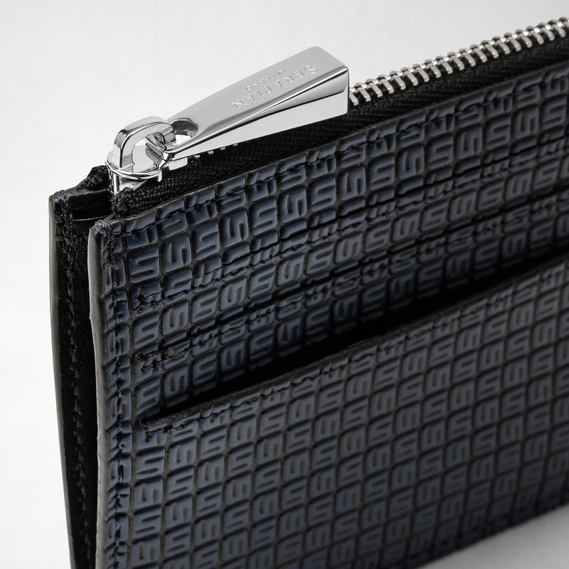 Zip card case in stepan - ocean blue/black