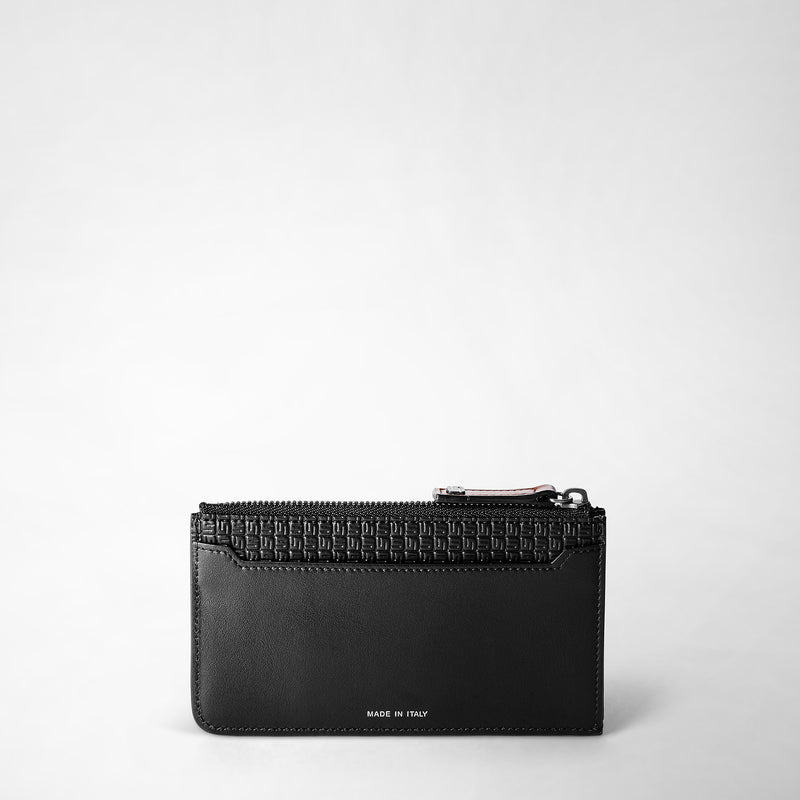 Porte-cartes zippé en stepan 72 - black/black/cuoio
