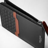 Porte-cartes zippé en stepan 72 - black/black/cuoio